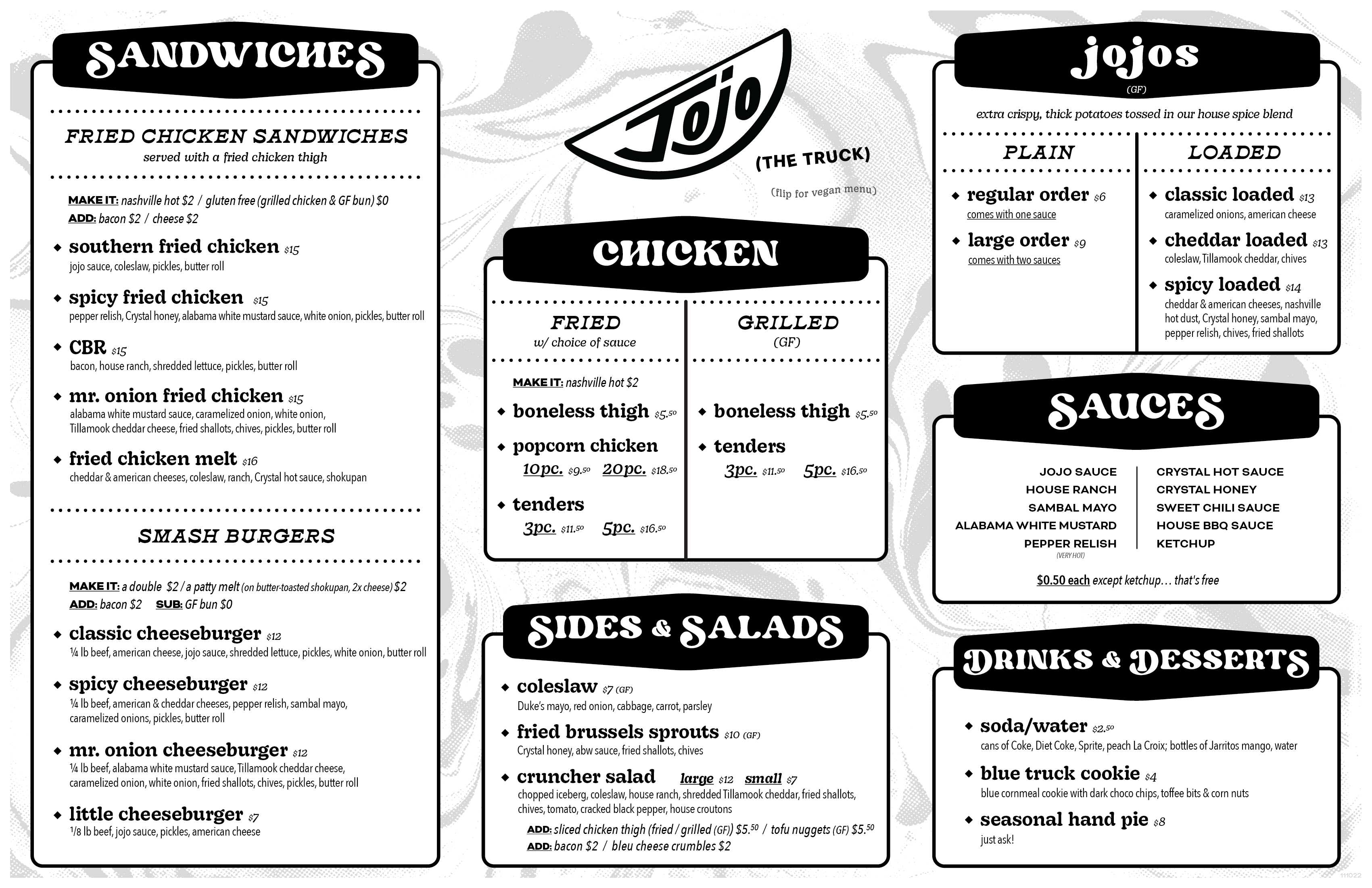 jojo food truck menu - portland, or fried chicken