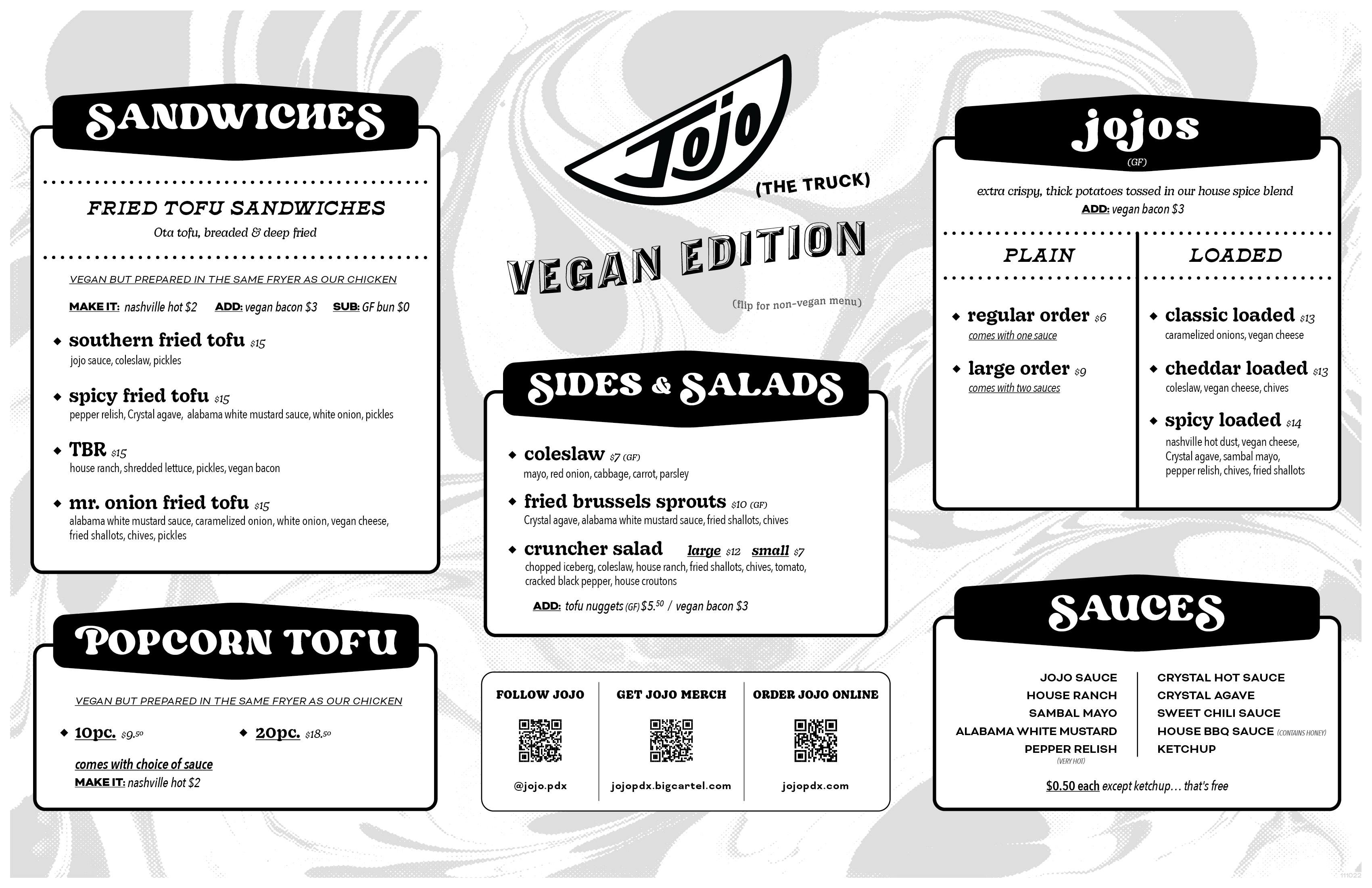 jojo food truck vegan menu - portland, or vegan food